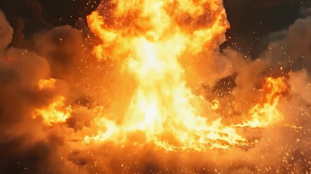 Fiery Explosion - A Dramatic Display of Intense Flames and Smoke.