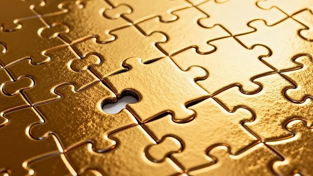Golden puzzle with missing piece