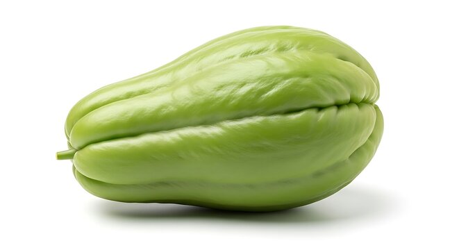 Fresh Green Chayote Vegetable Isolated on White Background.