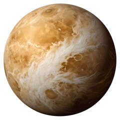 Detailed View of Planet Venus Atmosphere and Surface Textures Isolated on White