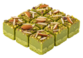 pistachio green dessert bites with almond topping