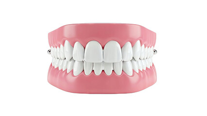 Obraz premium Dental Prosthesis Model with White Teeth and Pink Gums