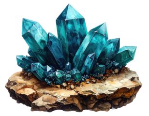 Lush blue crystals clustered atop rough, earthy base