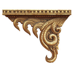 Elaborate golden traditional thai architectural ornament with intricate scrollwork and ornate patterns