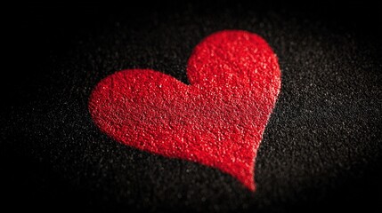 adore. A red heart symbol on a black background, an emotional expression with deep contrast. wellbeing guides, coaching materials, designed for mental health education and mindfulness programs.