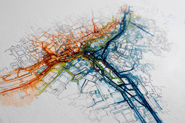 都市部の地震災害を想定したハザードマップのイメージ