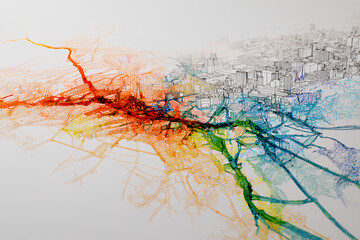 都市部の地震災害を想定したハザードマップのイメージ