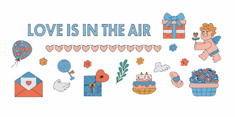 Obraz premium Love is in the air balloons gifts and a sweet romantic celebration