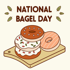 National Bagel Day illustration with different flavors