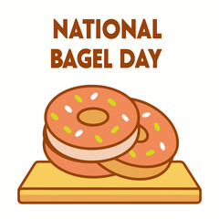 National bagel day and two bagel on wooden board