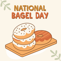 National Bagel Day, celebration food illustration