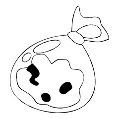 Simple White Trash Bag Illustration on Black