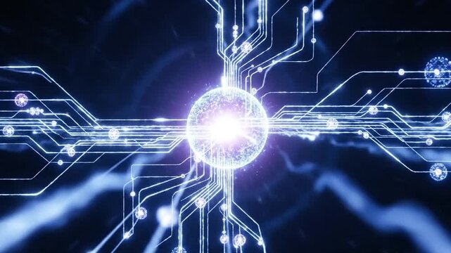 Abstract Digital Network Data Connection Animation with Copy Space