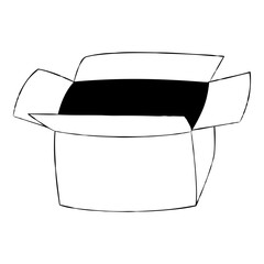 Open White Cardboard Box Illustration on Black