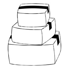 Stacked White Cardboard Boxes Illustration on Black