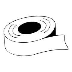 Simple White Tape Roll Illustration on Black Background