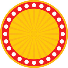 Yellow Banner With Light Circus Style Theme Vector Header Design Element, Yellow Round Banner, Yellow Circle Circus Theme, Circus Theme Round Banner