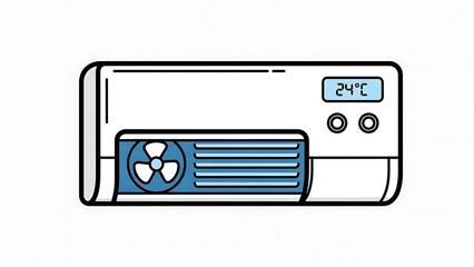 Fototapeta premium Simple Line Drawing of Air Conditioner Unit.