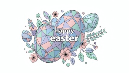 Modern Abstract Easter 2026 Concept. Creative Geometric Eggs with Floating Botanical Flowers and Pastel Colors. Surreal Vector Illustration.
