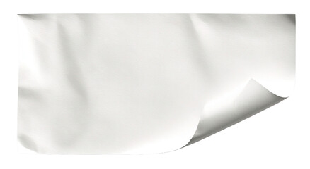 White Paper Texture with Curled Edge and Soft Lighting Isolated on Transparent Background