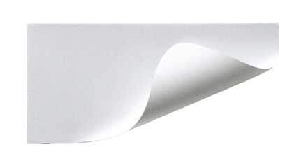 White Paper Sheet with Curled Corner Isolated on Transparent Background