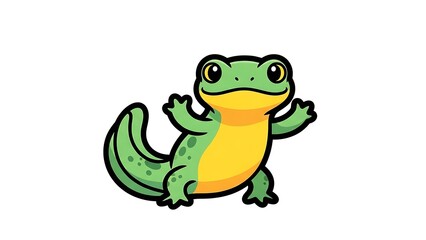 Fototapeta premium Cartoon Green Frog Illustration Character Design.