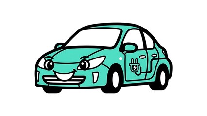 Fototapeta premium Cartoon Car Character with Smiling Face.