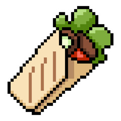 Fototapeta premium Vector Pixel Art Icon - Kebab Wrap