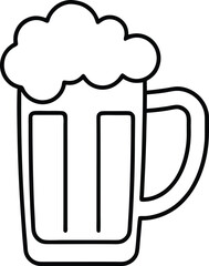 Irish beer mug with foamy head line art drink
