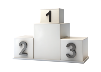 An illustrated podium with numbers one, two, and three  isolated on  white background PNG,AI GENERATED