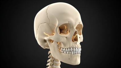 Detailed Anatomical Model of Human Skull with Visible Sutures and Teeth