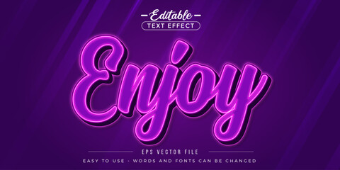 Purple enjoy text, editable text effect.