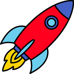 Rocket launch startup growth flat illustration