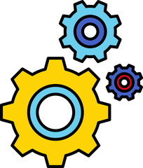 Colorful gear settings system flat illustration
