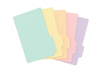 Pastel colored file folders with tabs organizing documents