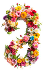 Festive flower composition on white background. Overhead view