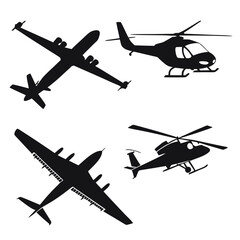 Silhouettes of various aircraft