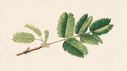 pudica. Mimosa pudica plant with leaves closing after being touched. gardening catalogs, home-decor guides, designed for home decor and floral branding and gardening and botanical catalogs.