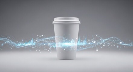 AI data analytics concept with coffee cup for modern business