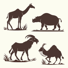 Naklejka premium Silhouettes of various animals