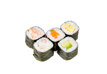 Sushi rolls isolated on white background. © Роман Фернаті