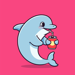 Cute cartoon polar bear cub holding ice cream and a gift in a happy and fun illustration © bima