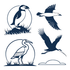 Obraz premium Bird silhouettes illustration