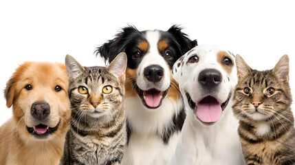 Happy pets group portrait