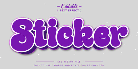 Purple sticker text, editable text effect.