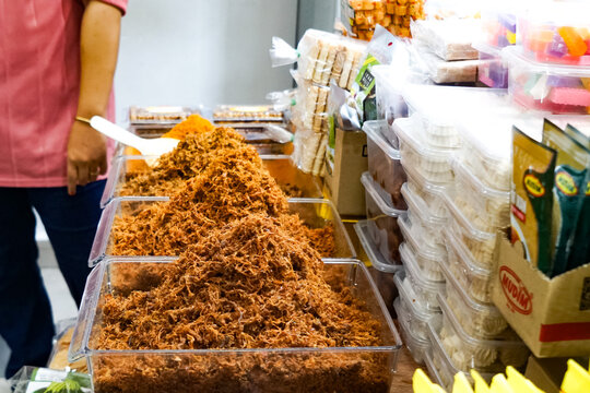 Variety of Traditional Malaysian Market Snacks and Condiments