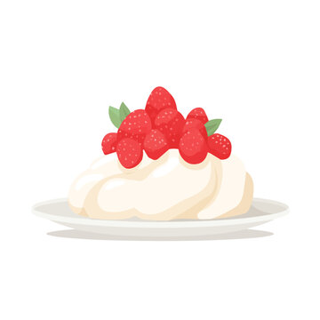 Modern flat 2D vector illustration of Pavlova, clean and minimal design, isolated on white background.