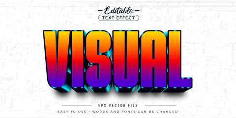 Colorful visual text, editable text effect.