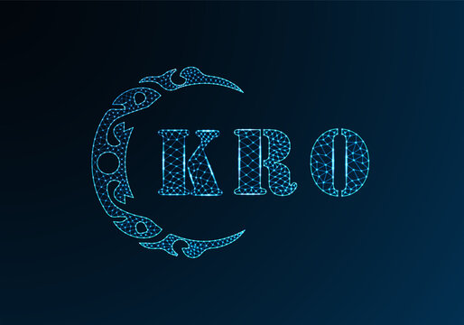 Low poly letter logo KRO design. KRO letter logo low poly vector design on blue color gradient background. KRO logo low poly design