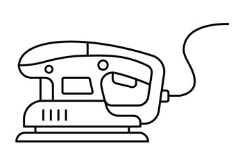 Orbital sander icon. Editable stroke outline icon for surface smoothing, wood finishing, and renovation work.